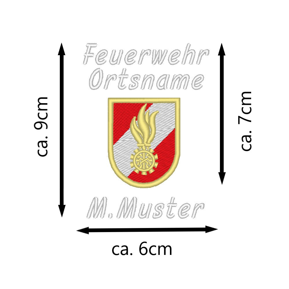 Feuerwehr Hoodie mit Korpsabzeichen und Ortsnamen oberhalb