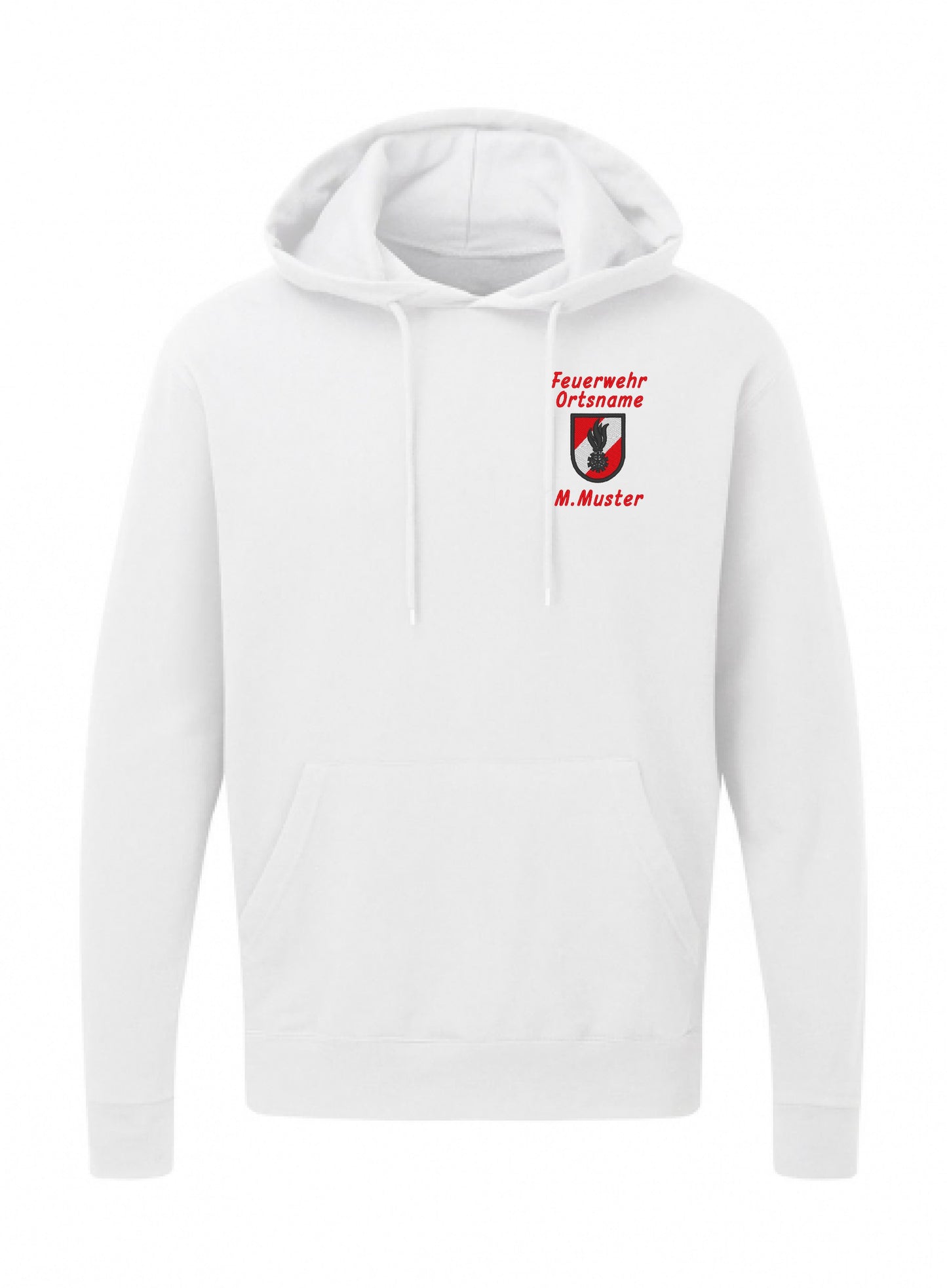 Feuerwehr Hoodie mit Korpsabzeichen und Ortsnamen oberhalb